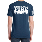 Custom Fire/Rescue Shirt - Blue with White Lettering