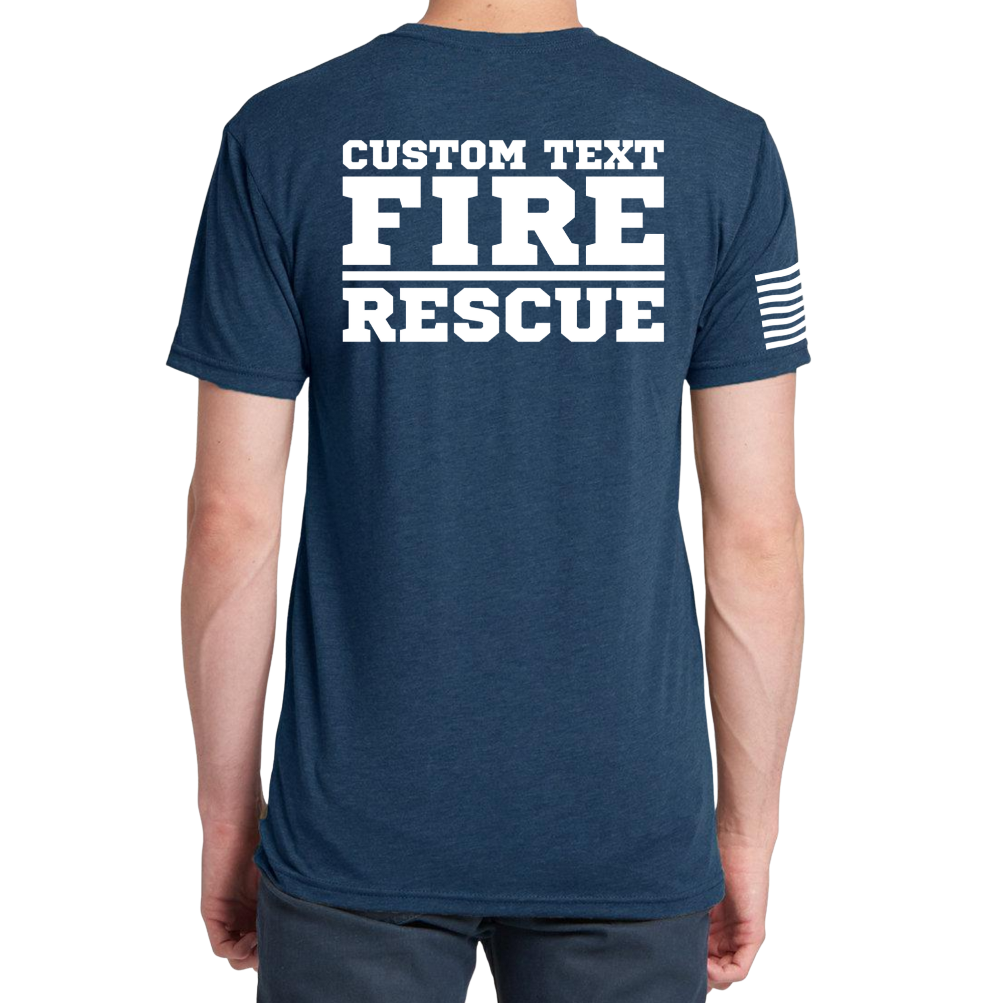 Custom Fire/Rescue Shirt - Blue with White Lettering