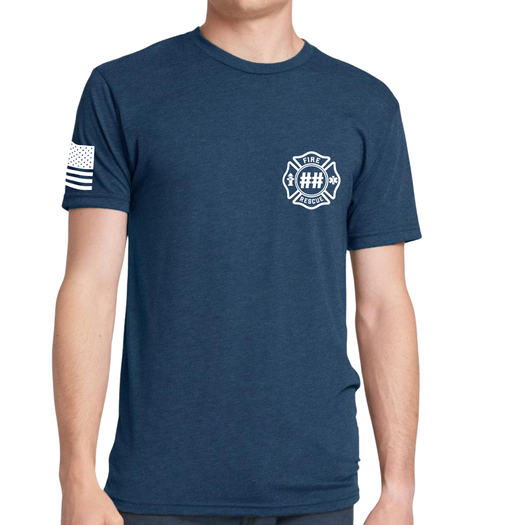 Custom Fire/Rescue Shirt - Blue with White Lettering