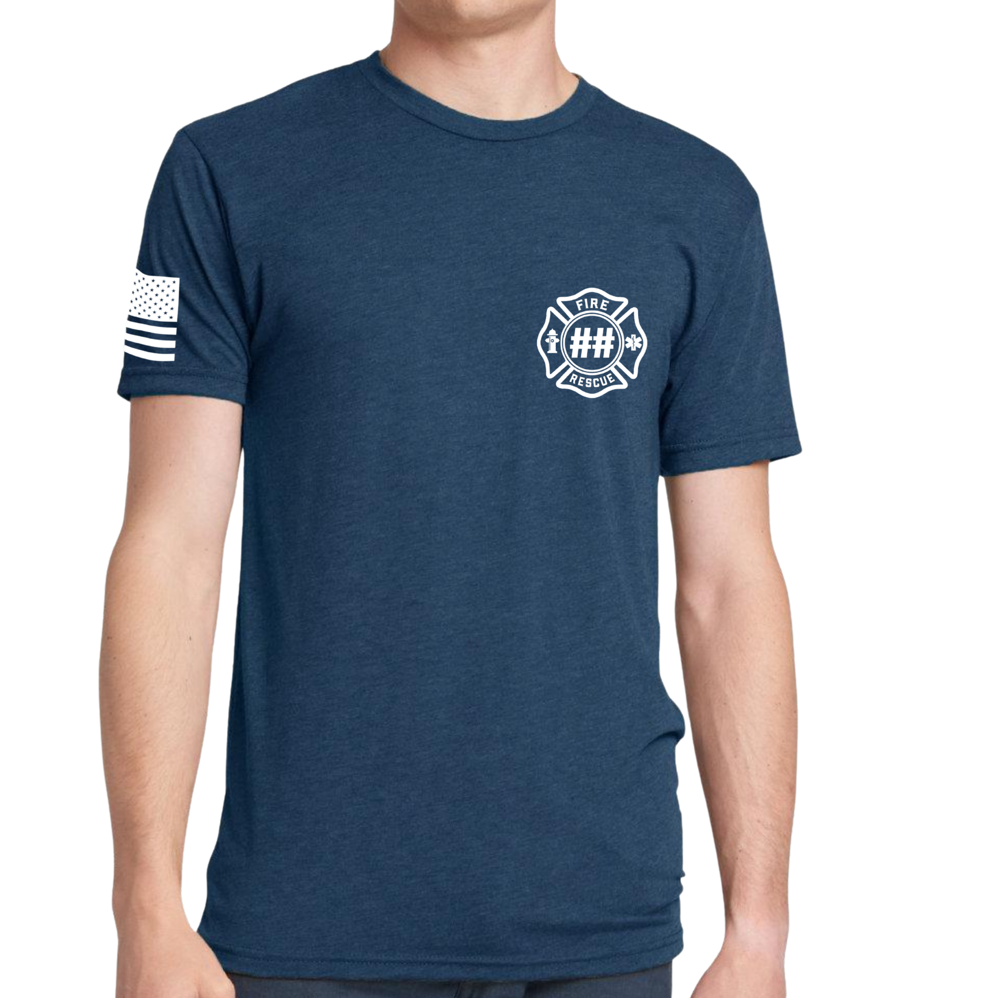 Custom Fire/Rescue Shirt - Blue with White Lettering