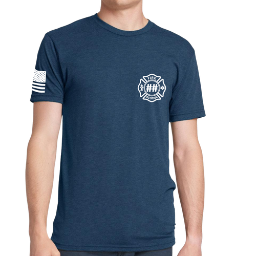 Custom Fire/Rescue Shirt - Blue with White Lettering