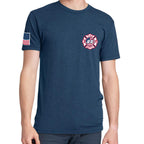 Custom Fire/Rescue Shirt - Blue with Flag Lettering