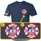 Custom Fire/Rescue Shirt - Blue with Flag Lettering