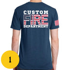 Custom Fire/Rescue Shirt - Blue with Flag Lettering