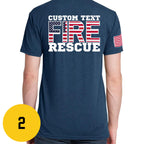 Custom Fire/Rescue Shirt - Blue with Flag Lettering