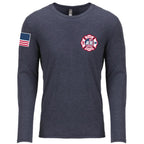 Custom Fire/Rescue Shirt - Blue with Flag Lettering
