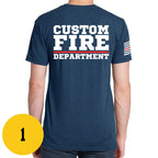Custom Fire/Rescue Shirt - Blue with White and Red Lettering