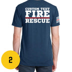 Custom Fire/Rescue Shirt - Blue with White and Red Lettering