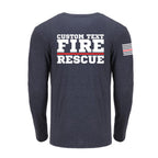 Custom Fire/Rescue Shirt - Blue with White and Red Lettering