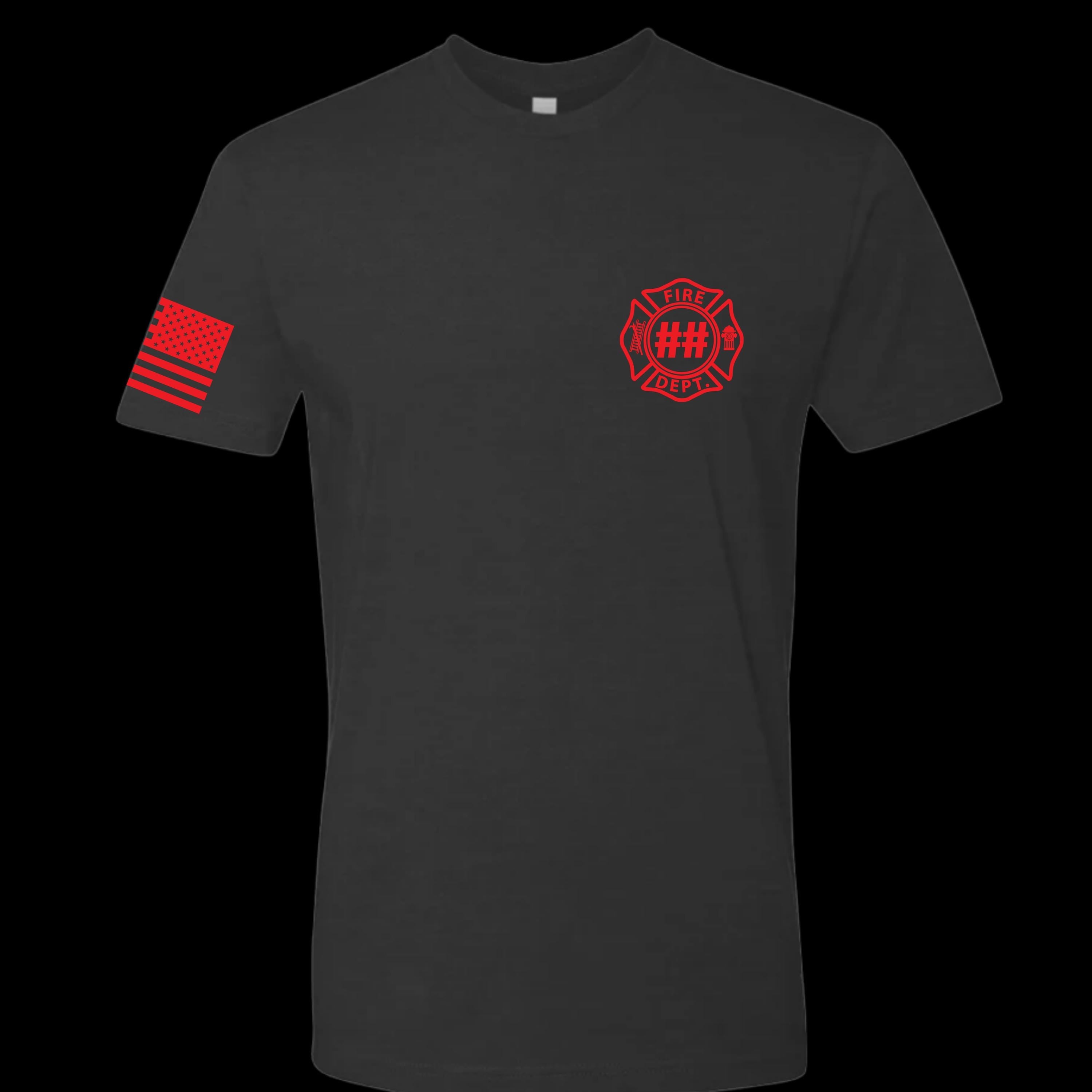 Custom Fire/Rescue Shirt - Black with Red Lettering