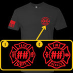 Custom Fire/Rescue Shirt - Black with Red Lettering