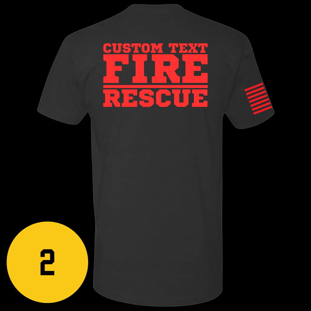 Custom Fire/Rescue Shirt - Black with Red Lettering