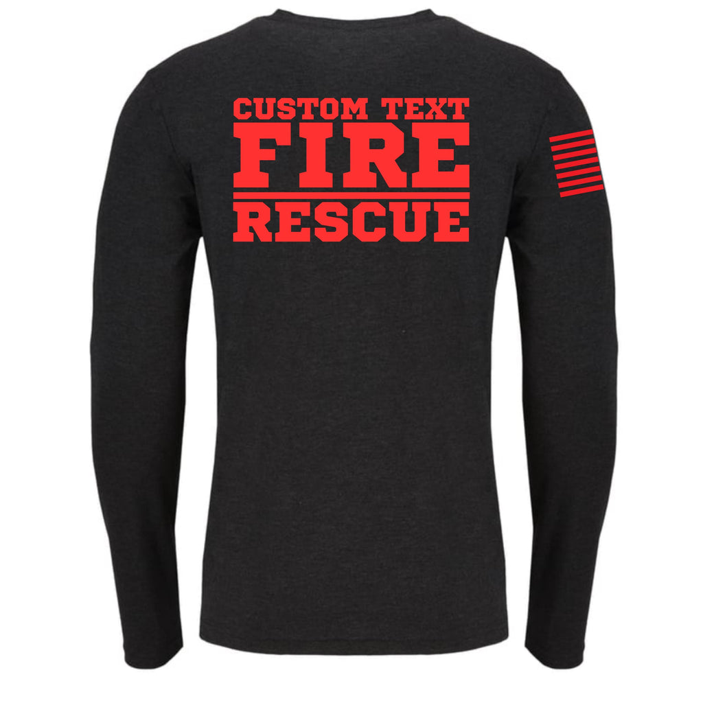 Custom Fire/Rescue Shirt - Black with Red Lettering