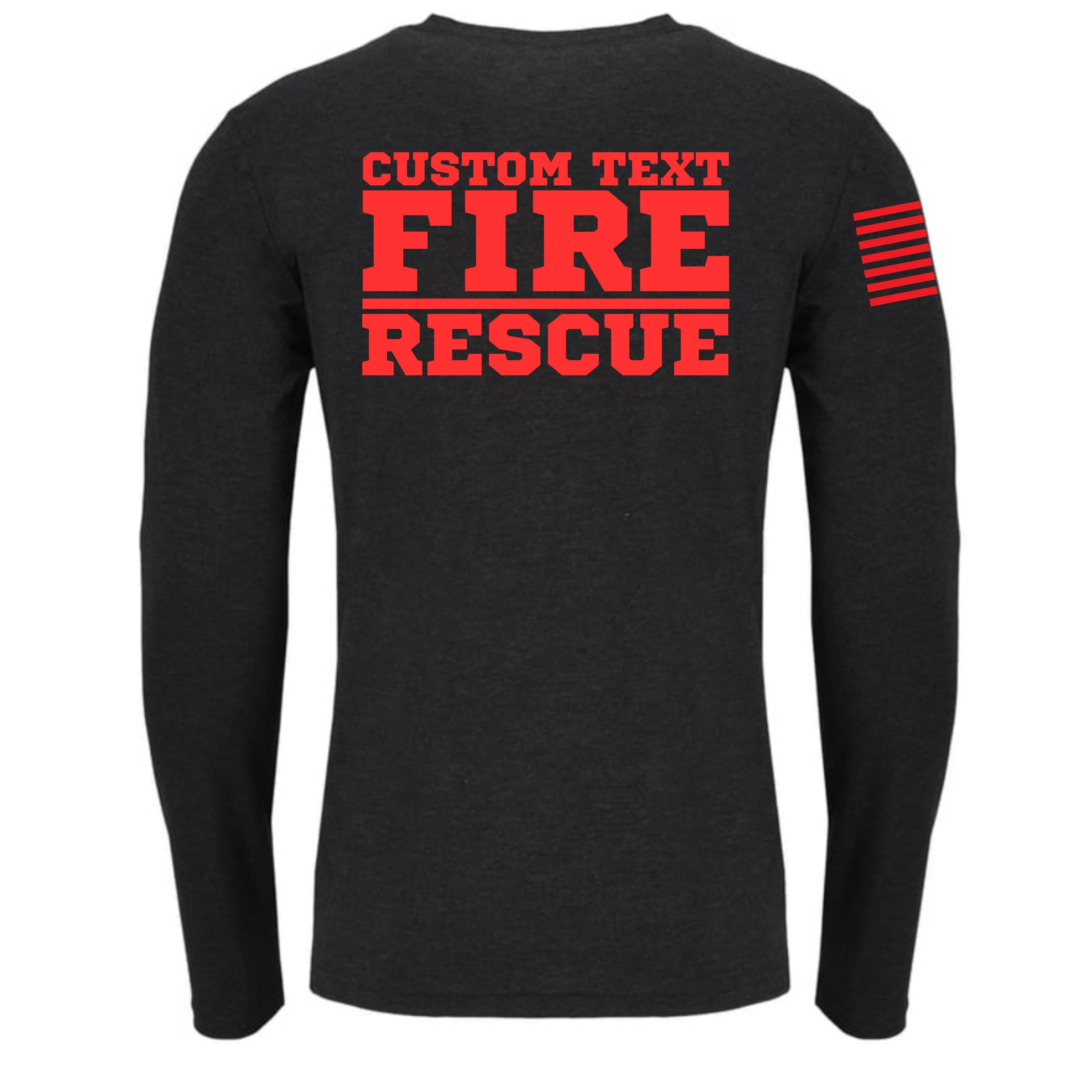 Custom Fire/Rescue Shirt - Black with Red Lettering