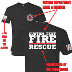 Custom Fire/Rescue Shirt - Black with White and Red Lettering