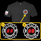 Custom Fire/Rescue Shirt - Black with White and Red Lettering