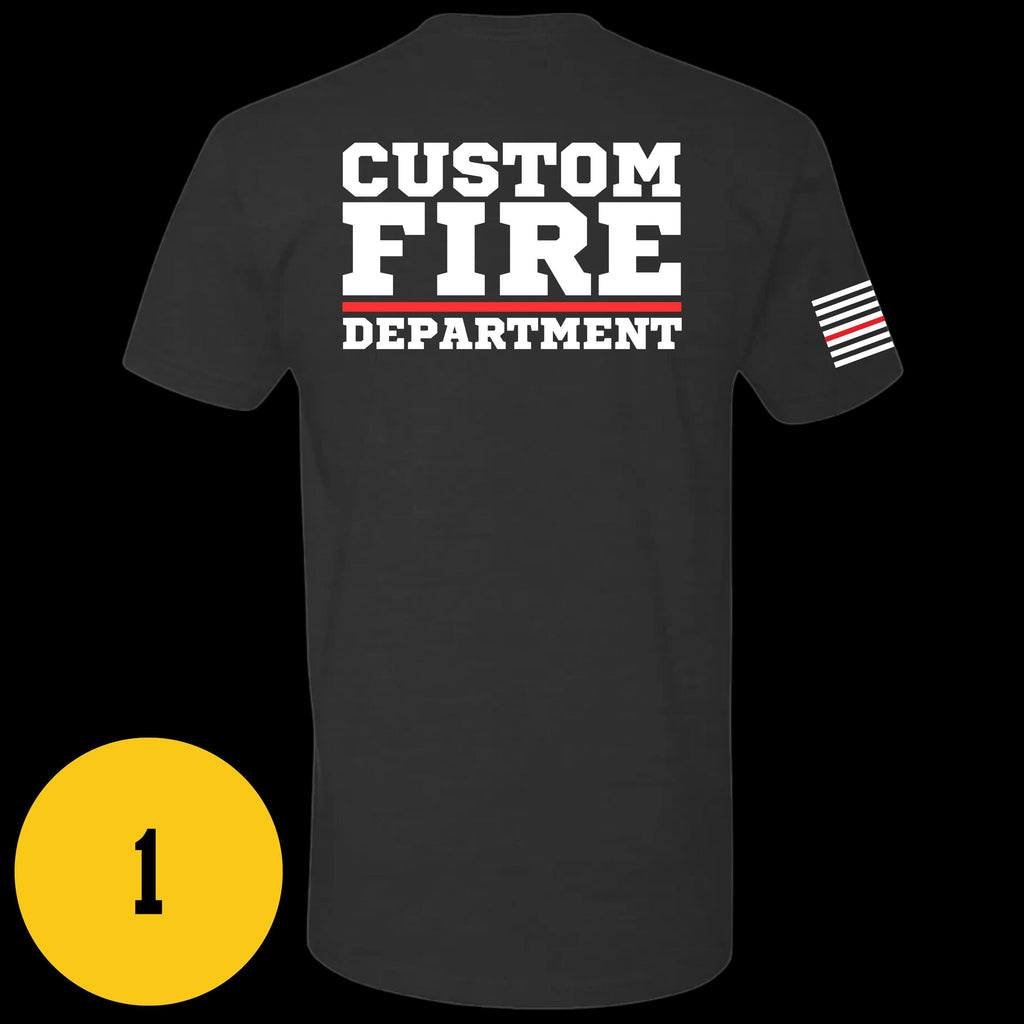 Custom Fire/Rescue Shirt - Black with White and Red Lettering