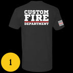 Custom Fire/Rescue Shirt - Black with White and Red Lettering