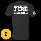 Custom Fire/Rescue Shirt - Black with White and Red Lettering