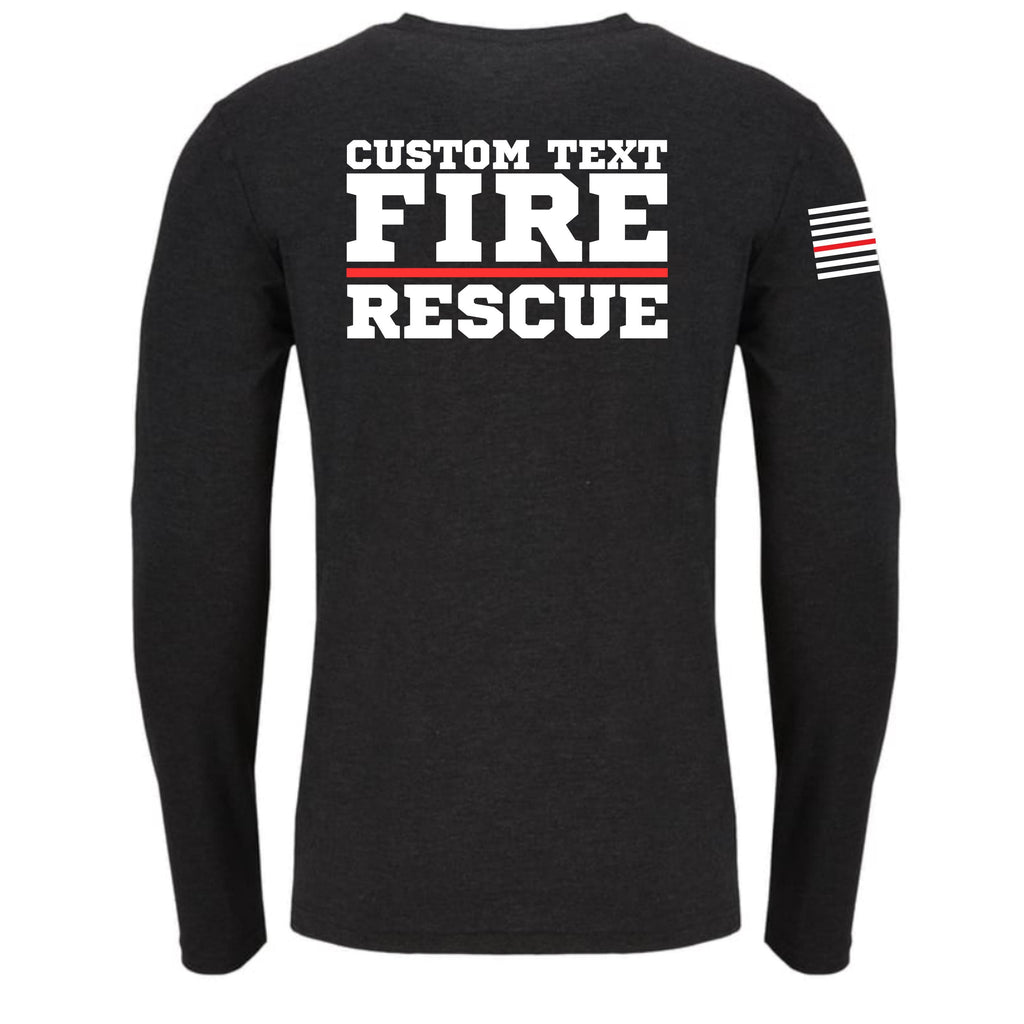 Custom Fire/Rescue Shirt - Black with White and Red Lettering