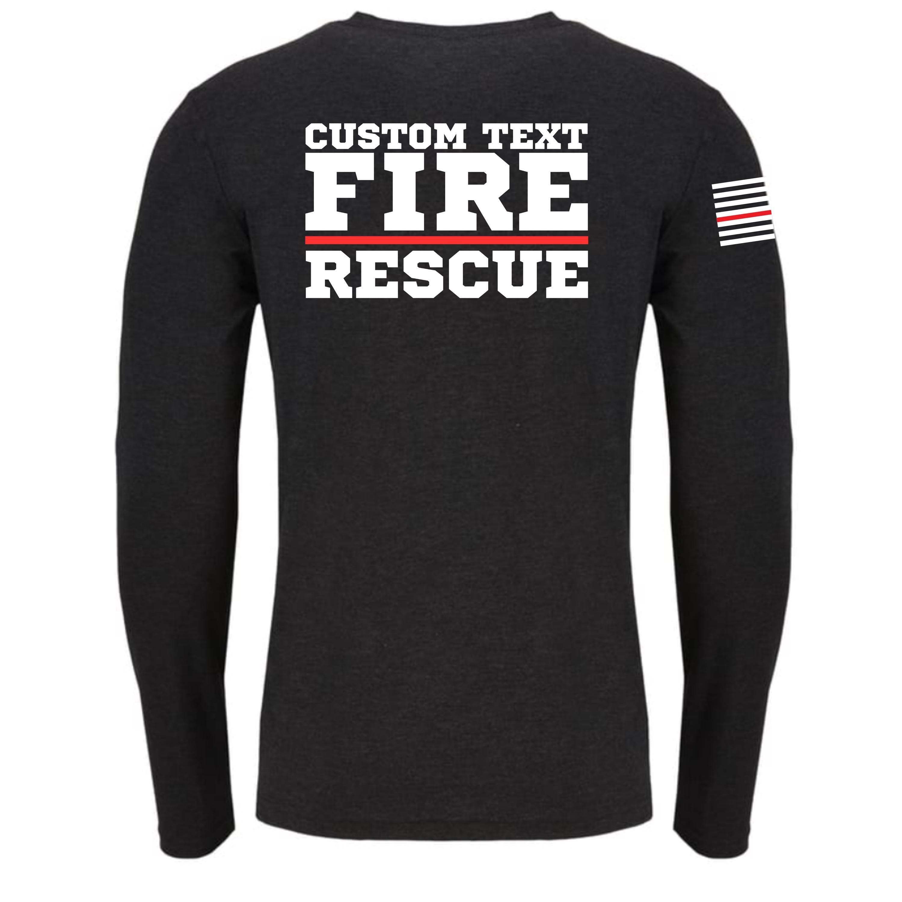 Custom Fire/Rescue Shirt - Black with White and Red Lettering