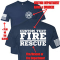 Custom Fire/Rescue Shirt - Blue with White Lettering