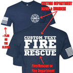 Custom Fire/Rescue Shirt - Blue with White Lettering