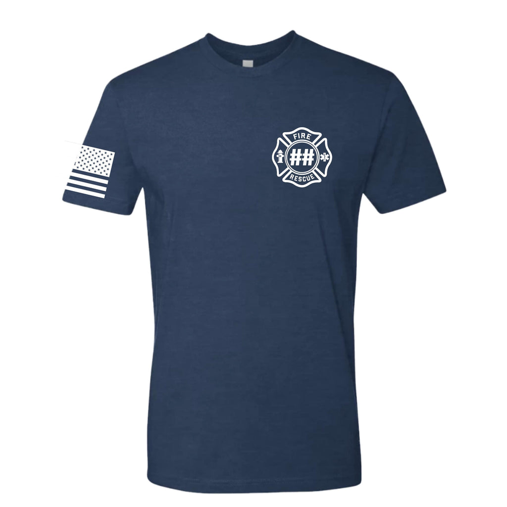Custom Fire/Rescue Shirt - Blue with White Lettering