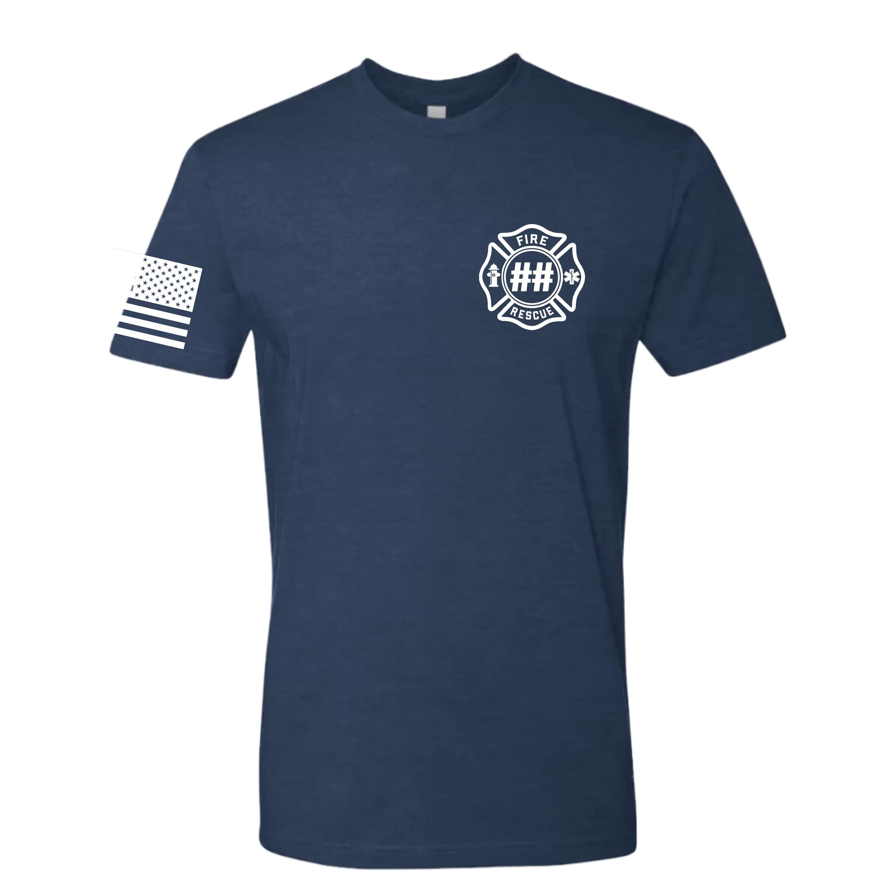 Custom Fire/Rescue Shirt - Blue with White Lettering
