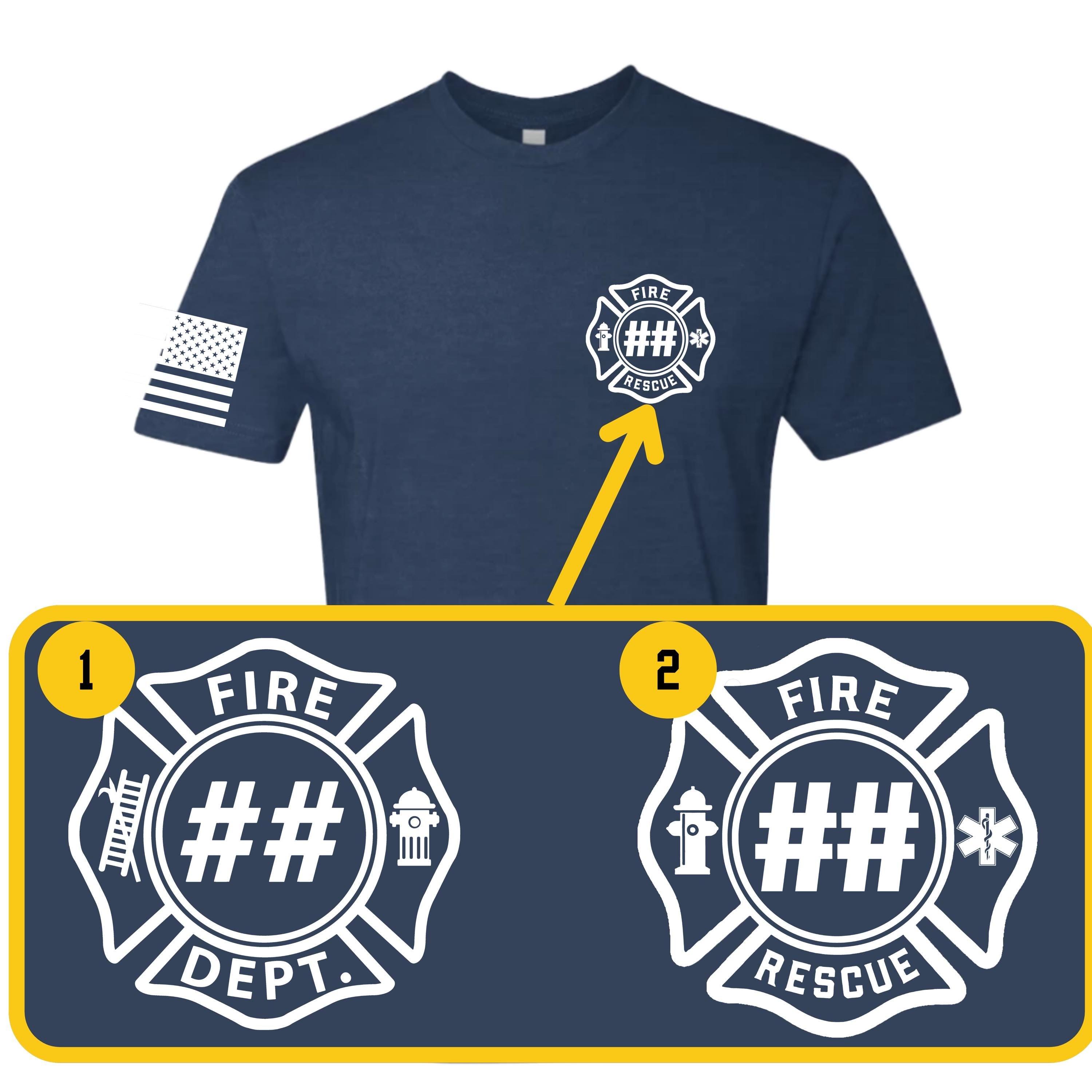 Custom Fire/Rescue Shirt - Blue with White Lettering
