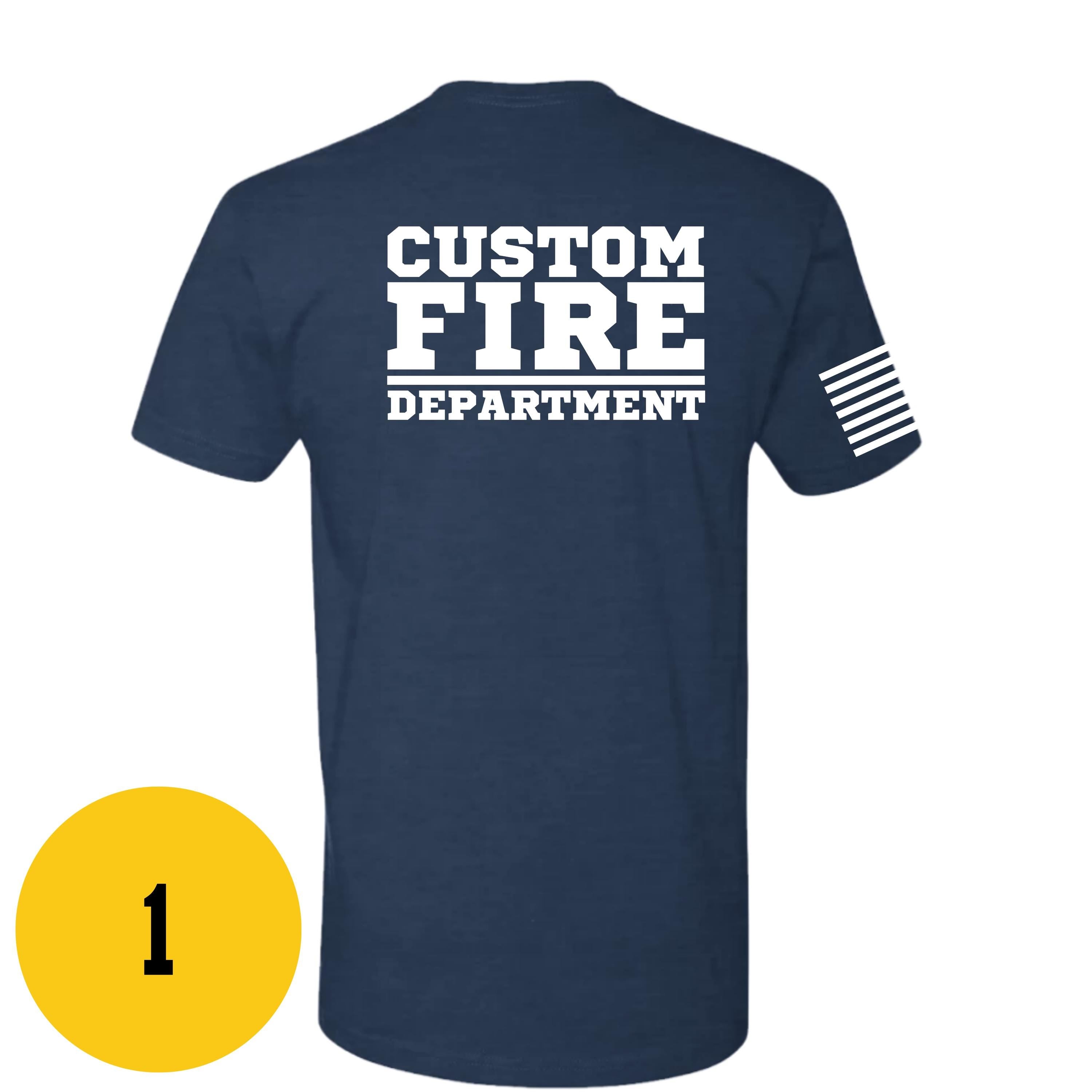 Custom Fire/Rescue Shirt - Blue with White Lettering