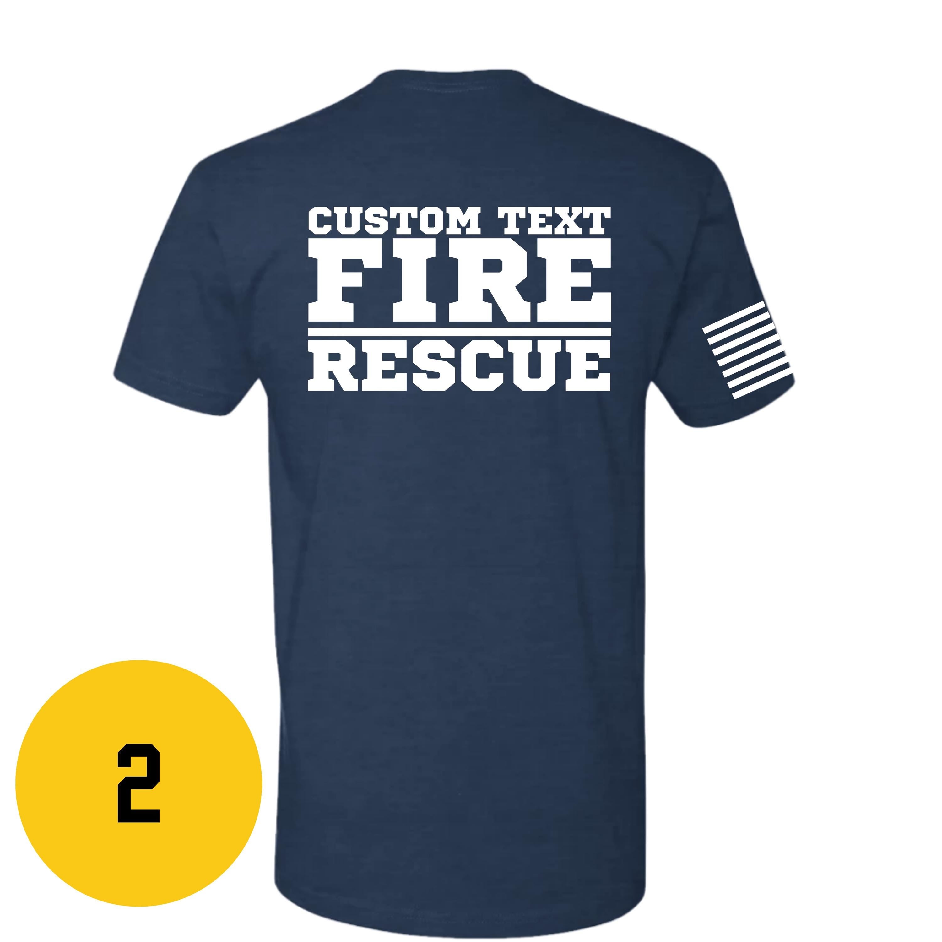 Custom Fire/Rescue Shirt - Blue with White Lettering