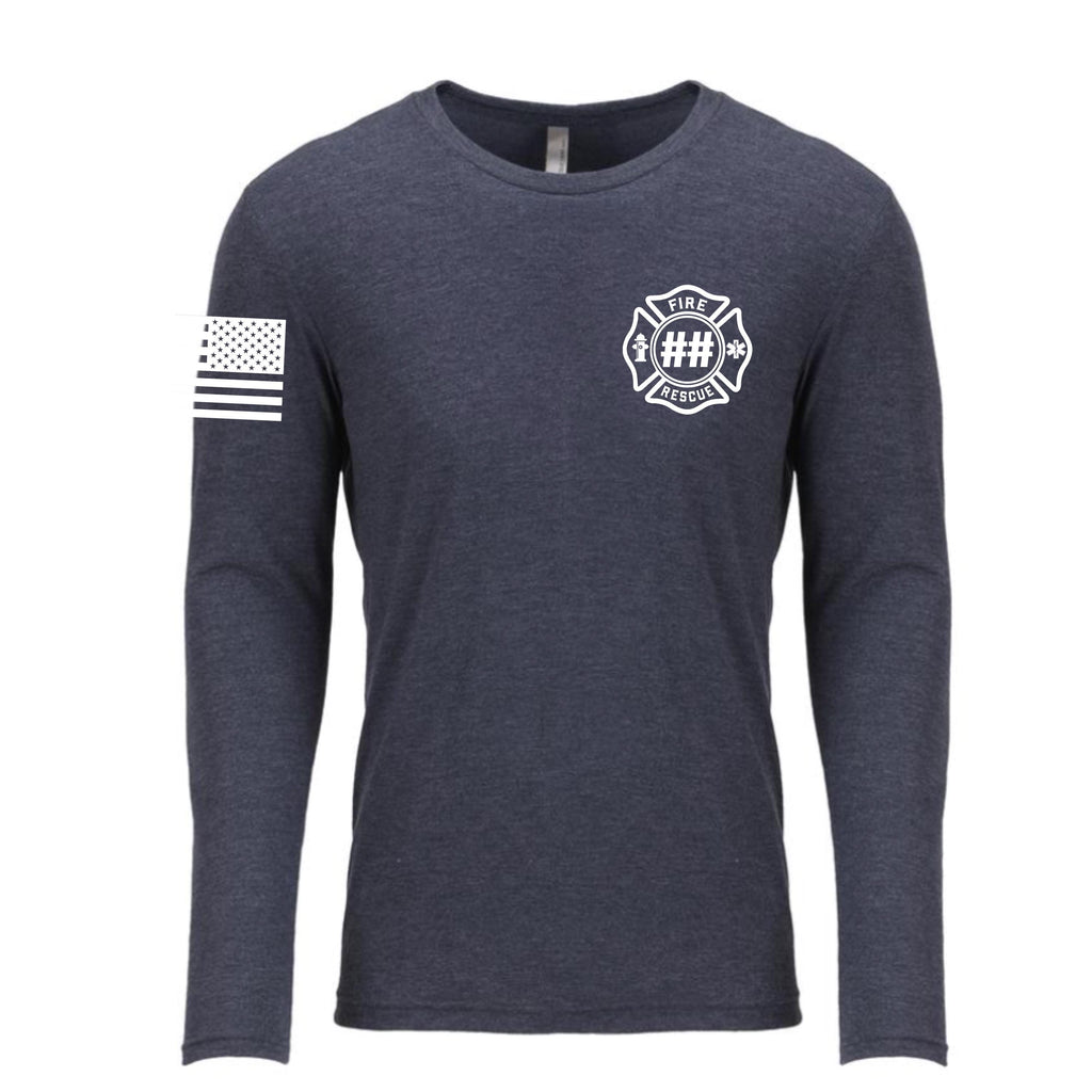 Custom Fire/Rescue Shirt - Blue with White Lettering