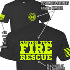 Custom Fire/Rescue Shirt - Black with Yellow Lettering