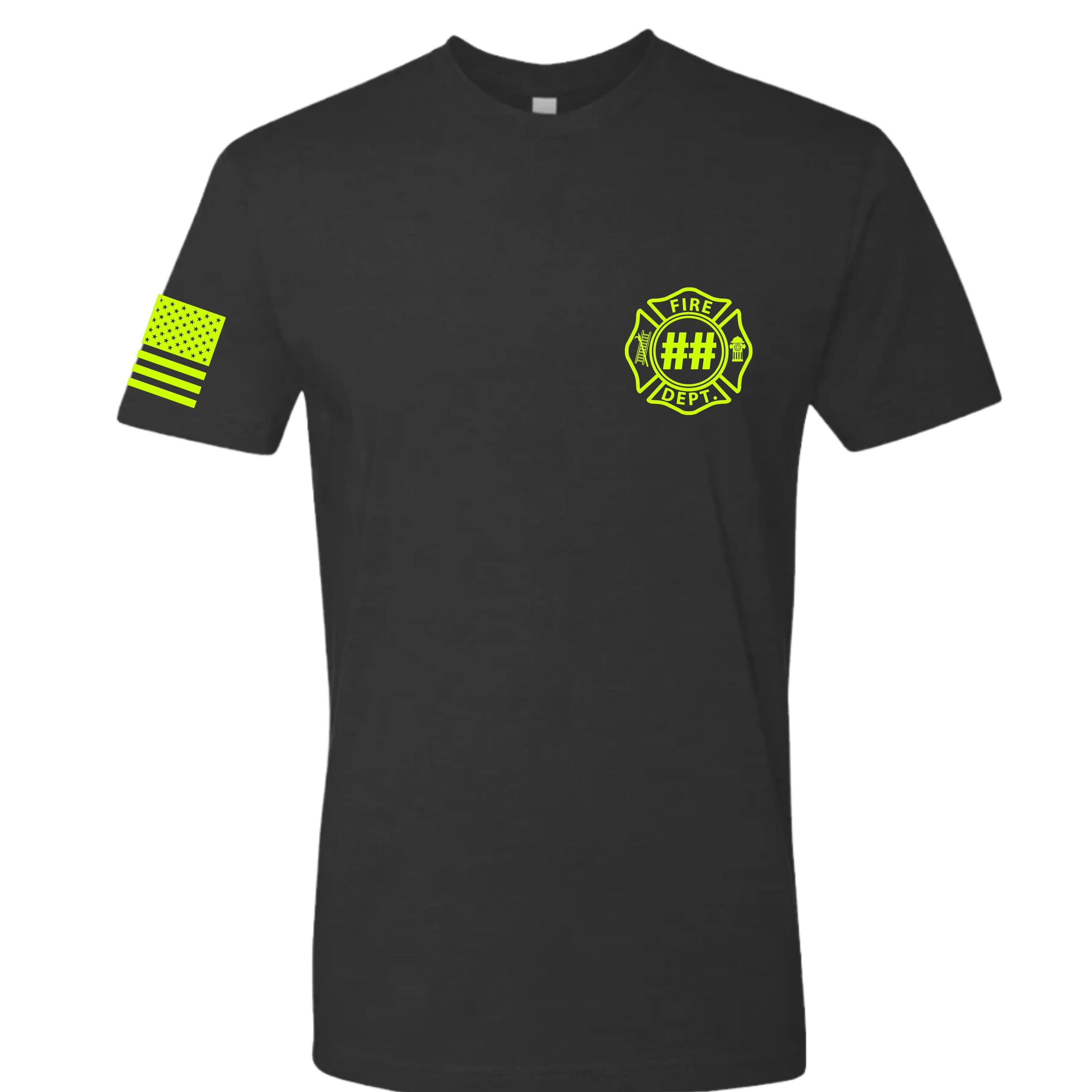 Custom Fire/Rescue Shirt - Black with Yellow Lettering