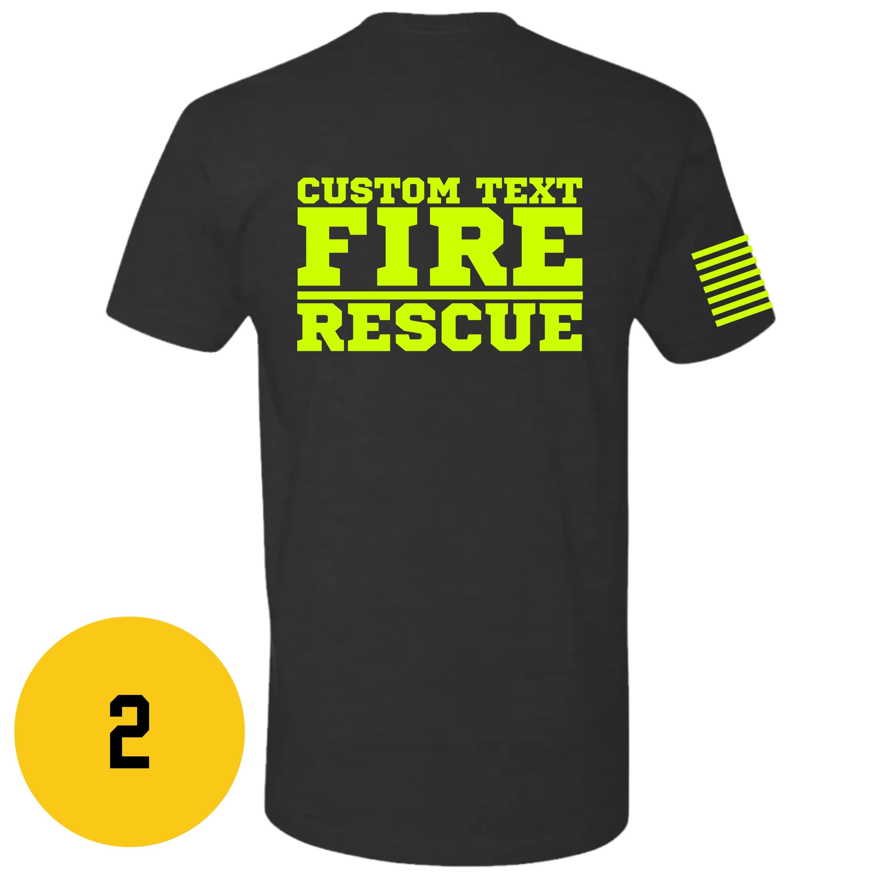 Custom Fire/Rescue Shirt - Black with Yellow Lettering