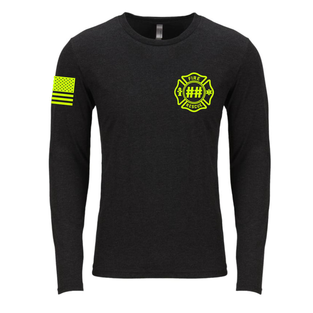 Custom Fire/Rescue Shirt - Black with Yellow Lettering