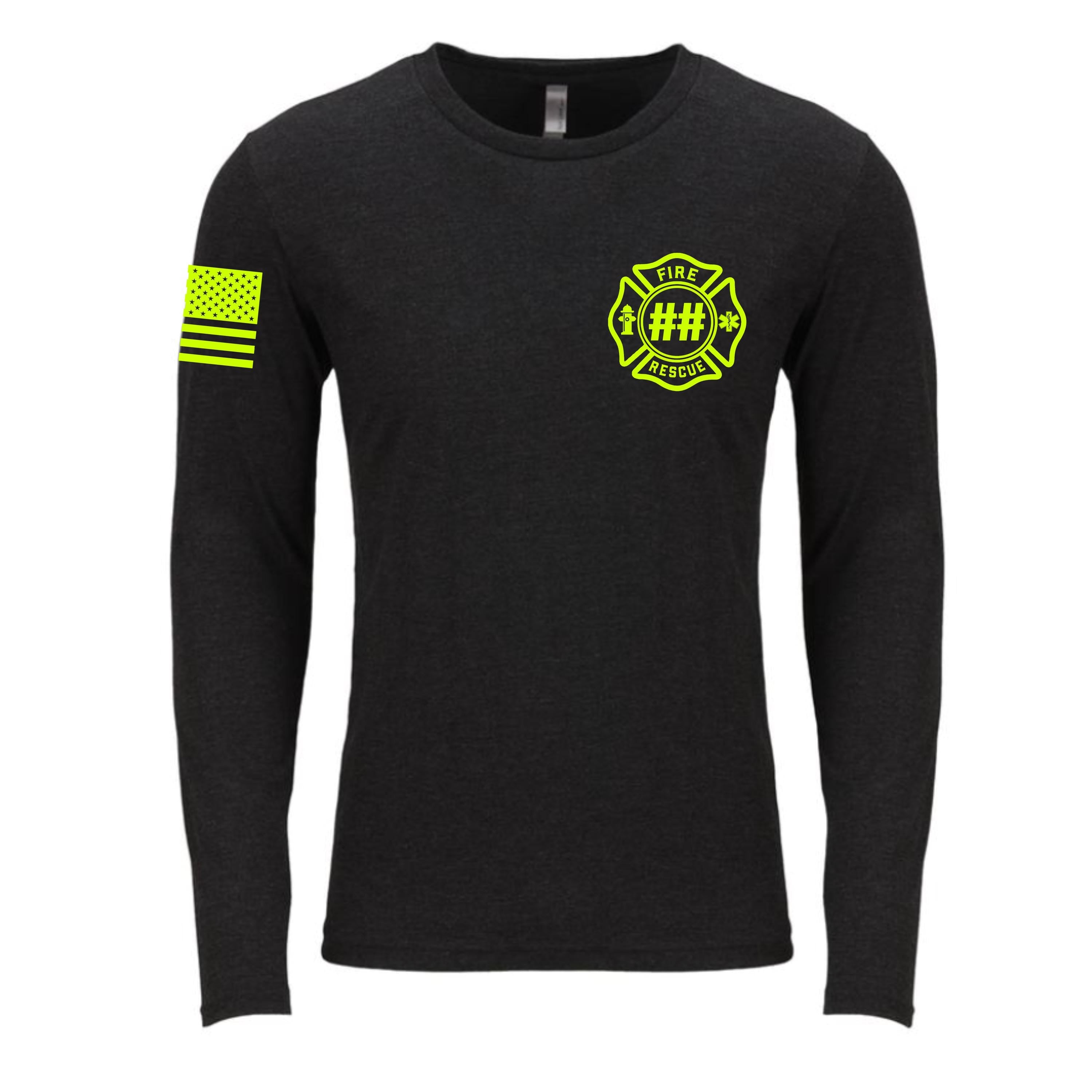 Custom Fire/Rescue Shirt - Black with Yellow Lettering