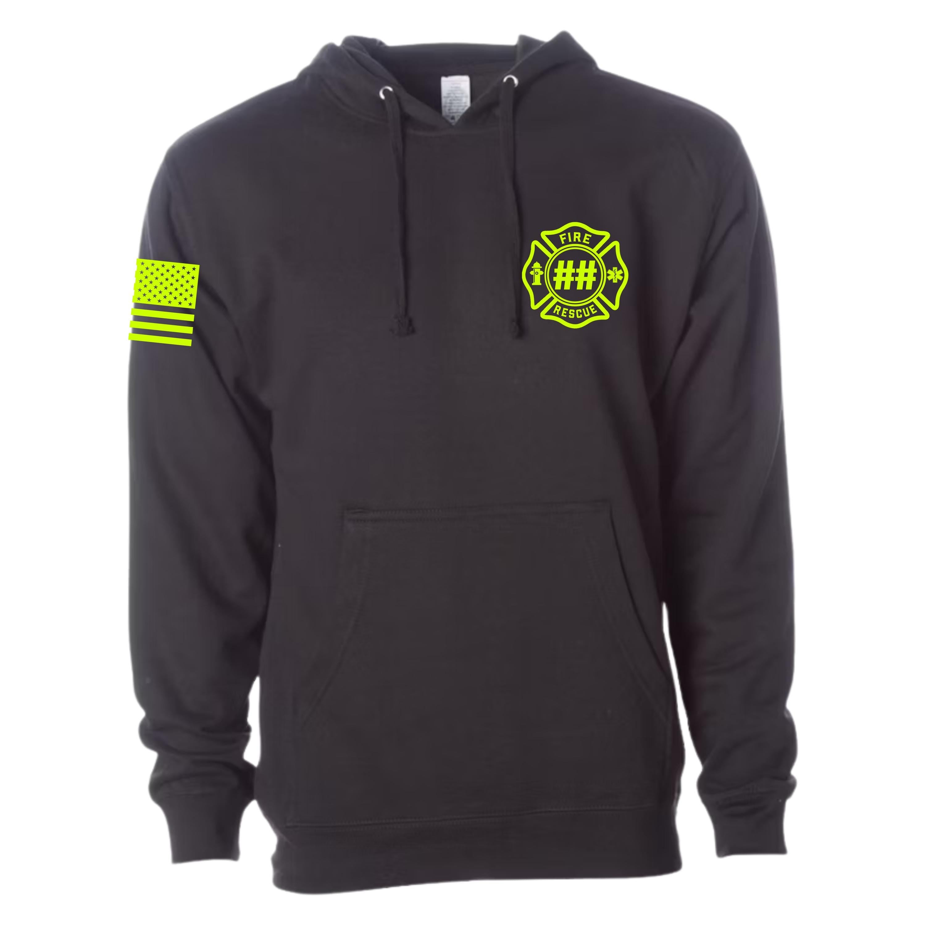 Custom Fire/Rescue Shirt - Black with Yellow Lettering
