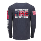 Custom Fire/Rescue Shirt - Blue with Flag Lettering and Sleeve Design