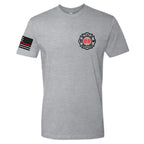 Custom Fire/Rescue Shirt - Grey with Black and Red Lettering