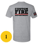 Custom Fire/Rescue Shirt - Grey with Black and Red Lettering