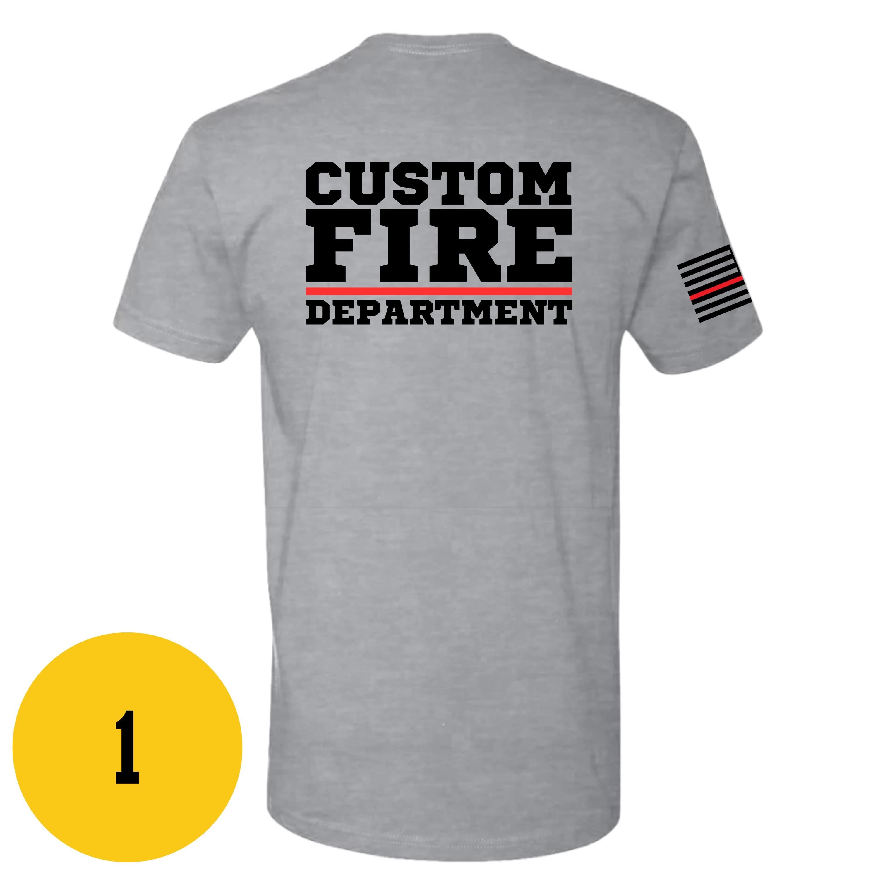 Custom Fire/Rescue Shirt - Grey with Black and Red Lettering