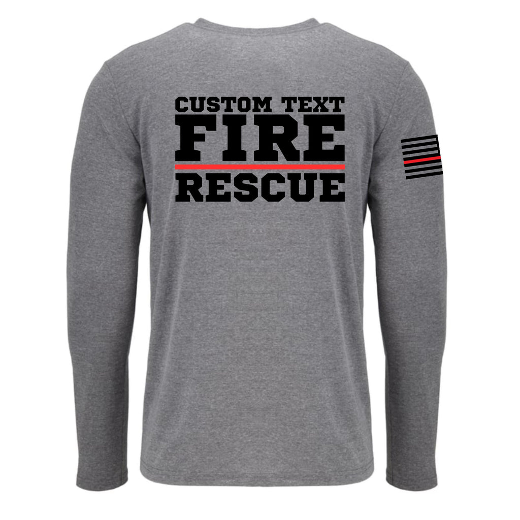 Custom Fire/Rescue Shirt - Grey with Black and Red Lettering