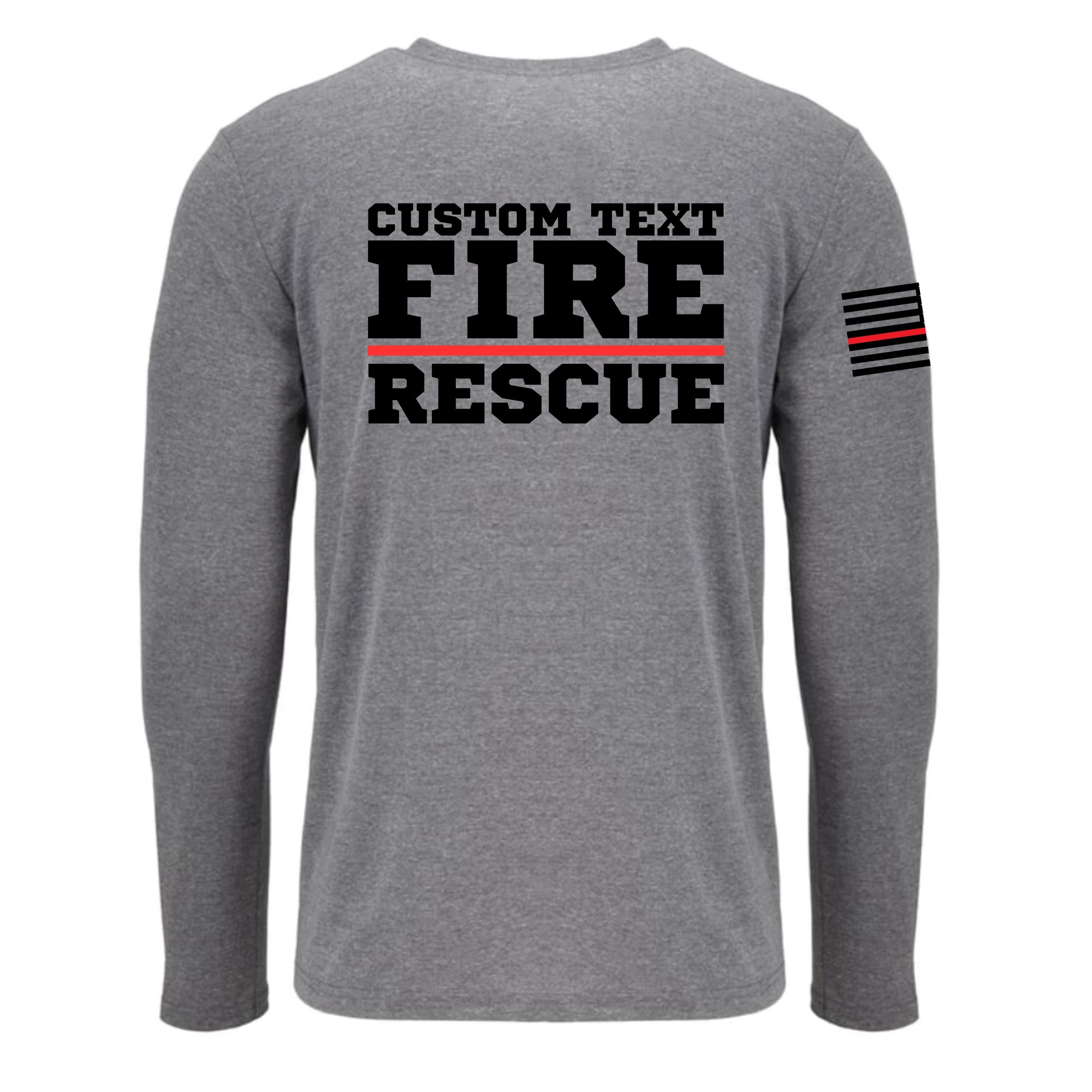 Custom Fire/Rescue Shirt - Grey with Black and Red Lettering