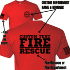 Custom Fire/Rescue Shirt - Red with Black Lettering