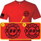 Custom Fire/Rescue Shirt - Red with Black Lettering