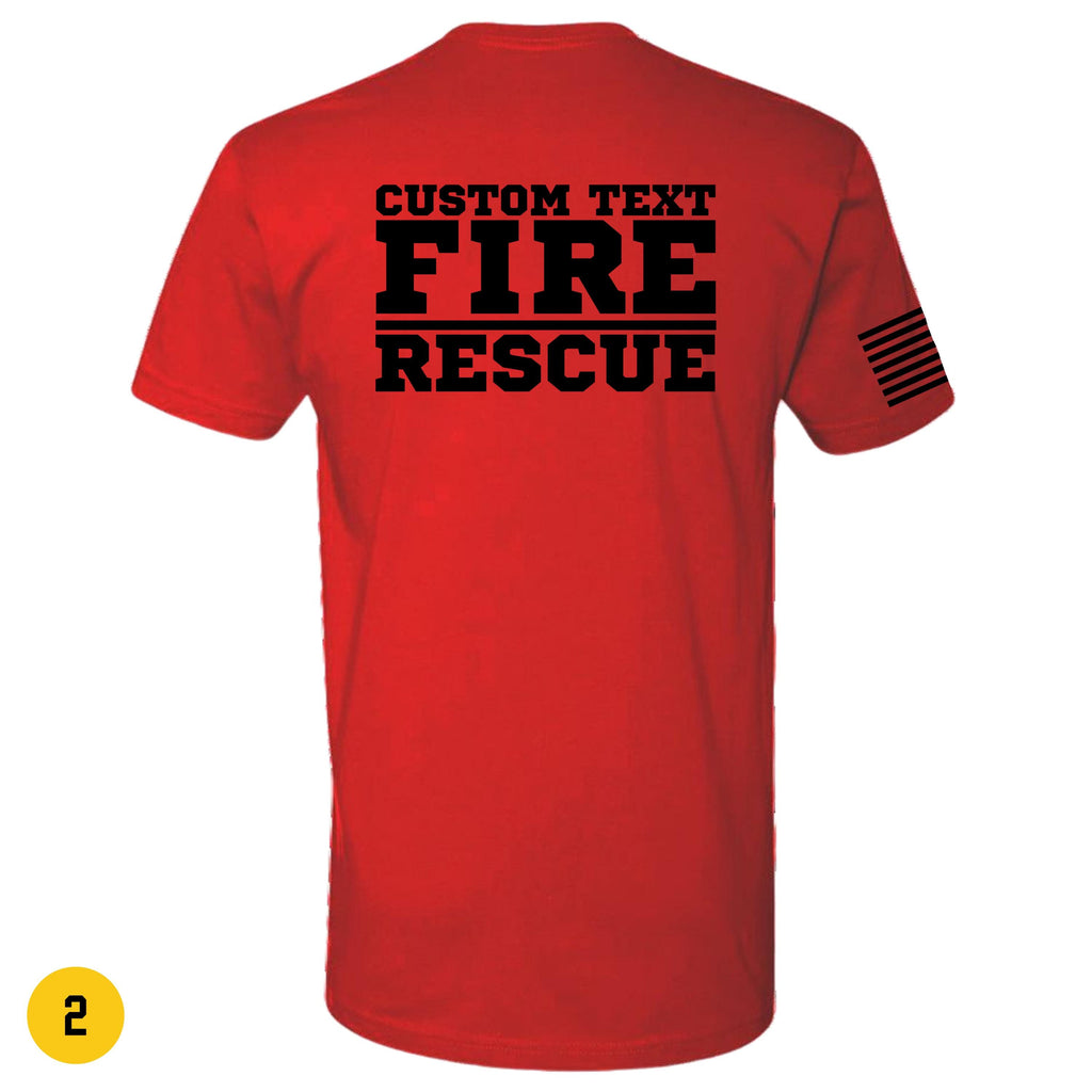 Custom Fire/Rescue Shirt - Red with Black Lettering
