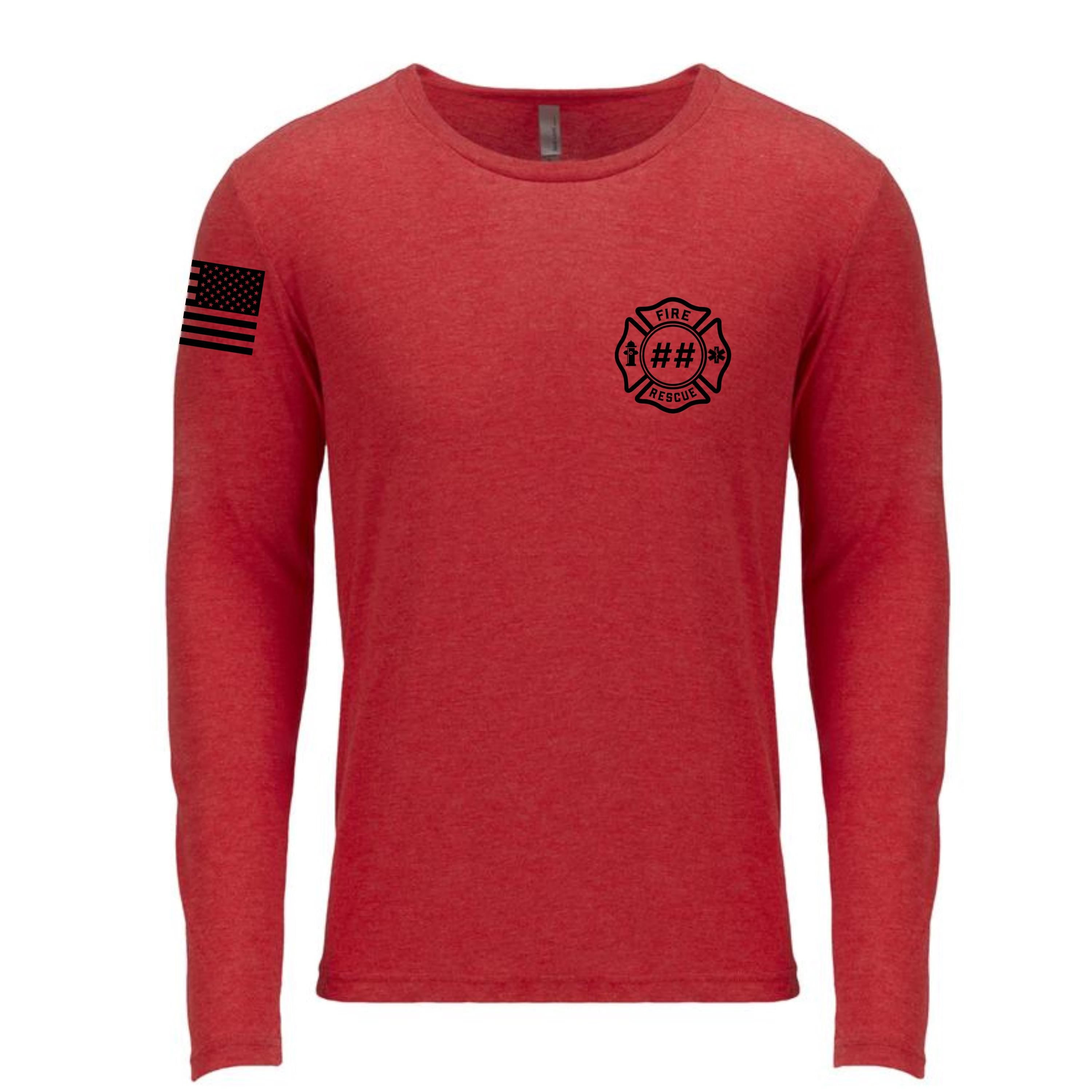 Custom Fire/Rescue Shirt - Red with Black Lettering