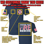 Custom Fire/Rescue Shirt - Red with White Lettering